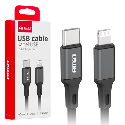 AMiO USB - C naar Lightning Kabel 20W 100cm FullLINK - Hoogwaardige Snellader Oplaadkabel Snoer - VCTparts.nl