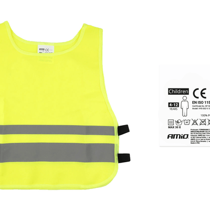 AMiO Veiligheidsvest voor Kinderen Geel SVK - 03 Reflecterend Hesje met Certificaat - VCTparts.nl