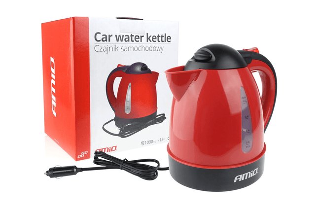 AMiO Waterkoker Auto Koffiezetter Kan (12v/150w) Rood met Autostekker Sigarettenaanstekerplug - VCTparts.nl