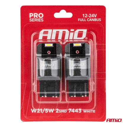 AMiO AMiO WY21W LED 12V - 24V 2x1860 SMD Wit Canbus [Koplamp - Dagrijverlichting] (2 stuks) AMiO 2