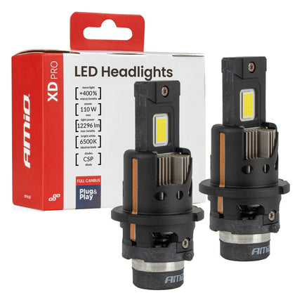 AMiO AMiO XD PRO D2S D2R LED Koplampen Full Canbus 6500K Wit Licht - 12296LM 110W Xenon Vervanging Plug en Play Upgrade AMiO 1