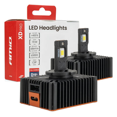 AMiO XD PRO D5S LED Scheinwerfer Full Canbus 6500K Weißes Licht - 6864LM 70W D5S Xenon Ersatz Plug and Play Leistungsstarkes Upgrade