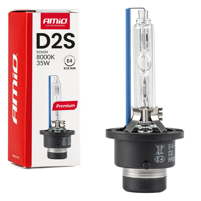 AMiO Xenonlampe D2S 8000K 35W - Premium E4 ECE R99 Zugelassene Eisblaue Scheinwerfer-Autolampe