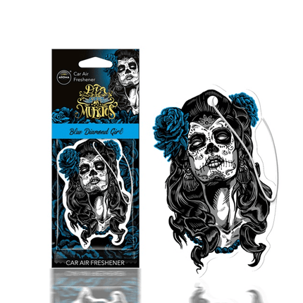 AROMA CAR AROMA CAR AROMA Dia de los Muertos Auto Luchtverfrisser Stoere Schedel - Blue Diamond Girl AMiO 2