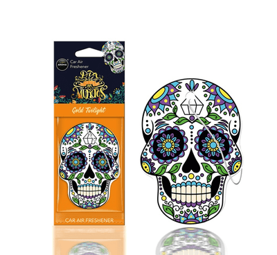 Aroma Car Aroma Dia de Los Muertos Auto Air Frisher Sturdy Schedel - Gold Tattoo