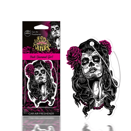 AROMA CAR AROMA CAR AROMA Dia de los Muertos Auto Luchtverfrisser Stoere Schedel - Pink Diamond Girl AMiO 1