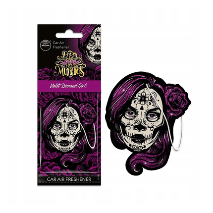 AROMA CAR AROMA CAR AROMA Dia de los Muertos Auto Luchtverfrisser Stoere Schedel - Violet Girl Spicy Delight AMiO 1