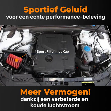 Audi A4 B8 en A5 8T 2.0T 2007 - 2016 – Koude Luchtinlaat Kit – Sport Openluchtfilter met Inlaatpijp - Cold Air Intake - VCTparts.nl