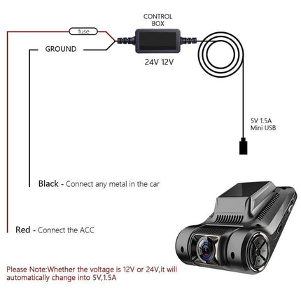 VCTparts Auto Dashcam Continue Voeding Hardwire Kabel Voeding USB C [3.2M 12v/24v] NORGOS 4