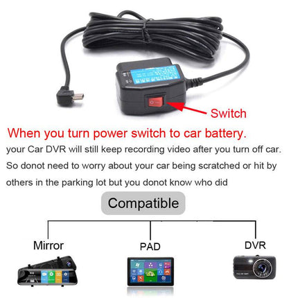Auto Dashcam Continue Voeding Hardwire OBD Kabel Voeding Mini USB [3.5M 12v/24v] - VCTparts.nl