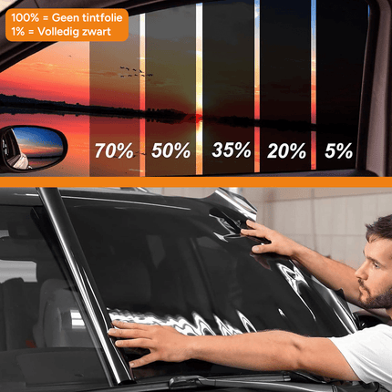 Auto Raamfolie HR++ Tint Vinyl Zwart 50x300cm (60%) Zwarte Tintfolie voor Zonwerende Auto folie - Verduisterend - VCTparts.nl