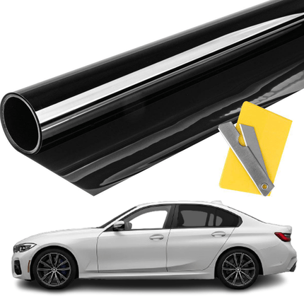 Auto Raamfolie HR++ Tint Vinyl Zwart 50x300cm (60%) Zwarte Tintfolie voor Zonwerende Auto folie - Verduisterend - VCTparts.nl