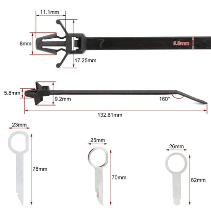 VCTparts Auto Radio Demontage Tool Gereedschap Pin Sleutel Clip Radiostekkers Extractietool voor Volkswagen Audi NORGOS 5