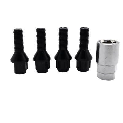 Autoschlitzschrauben Rad Locking Bouten & Moeren - M12X1.5 mit enthaltenen Schlüssel (Set 4 Teile) hoher Qualitäts -Legierungs -Leichtmetall -Slotboutset [Bolzen- und Sperrmuttern]