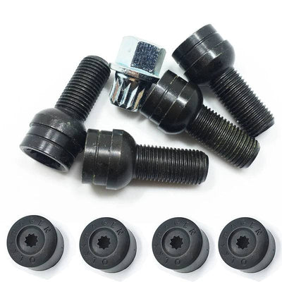 Autoschlitzschrauben Rad Locking Bouten & Moeren - M14x1.5 mit enthaltenen Taste (Set 4 Teile) Hoch -Qualitäts -Legierungsschlitzschrauben Set [Bolzen- und Sperrmuttern]