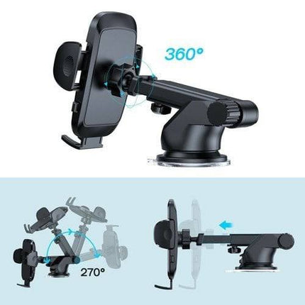 VCTparts Auto Telefoonhouder met Telescopisch Uitschuifbare Arm voor Dashboard en Voorruit Zwart VCTparts 5