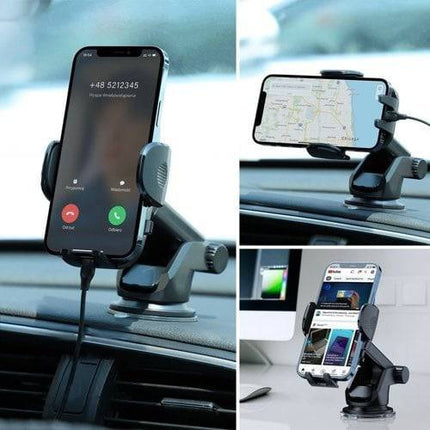 VCTparts Auto Telefoonhouder met Telescopisch Uitschuifbare Arm voor Dashboard en Voorruit Zwart VCTparts 3
