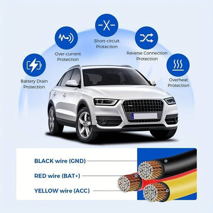 AZDome AZDome Auto Dashcam Continue Voeding Hardwire Kabel Voeding Micro USB [3.5M 12v/24v] NORGOS 3