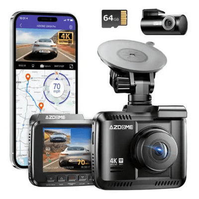 Azdome Dashcam GS63H Pro 4K 2Ch WiFi Auto Video Recorder 64 GB Schwarz