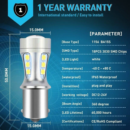VCTparts BA15s led wit 1156 Achterlicht (set) NORGOS 2