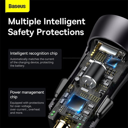 Baseus Baseus Autolader Oplader USB - C & USB 3x Snellader - Grey 65W [Triple Fast Car Charger] Hurtel 6