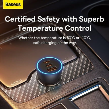 Baseus Baseus Autolader Oplader USB - C & USB 3x Snellader - Grey 65W [Triple Fast Car Charger] Hurtel 7