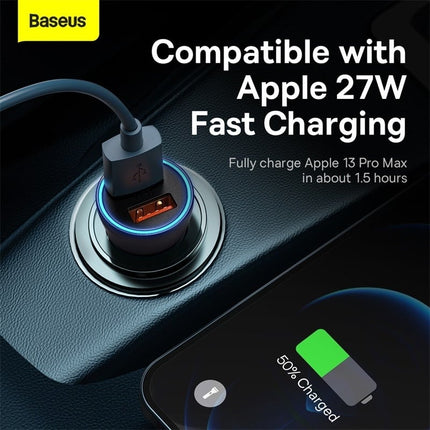 Baseus Baseus Autolader Oplader USB - C & USB 3x Snellader - Grey 65W [Triple Fast Car Charger] Hurtel 5