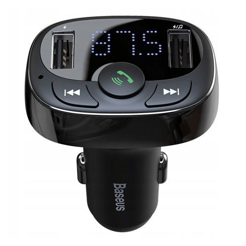 Baseus Bluetooth Muziek FM Transmitter en Dubbele USB Poort S - 09A Autolader Zwart - VCTparts.nl