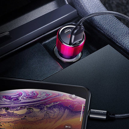 Baseus Dubbele USB + USB - C Autolader 4.0+ / QC3.0 45W Snellader Zwart - VCTparts.nl