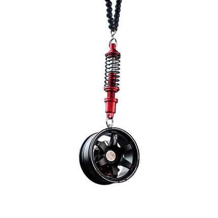 Binnenspiegel Hanger Velg Achteruitkijkspiegel zwart met Rode Veer - VCTparts.nl