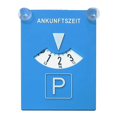 Blue Card Parkscheibe / Parktkarte mit Saugnapfbecher für das Fenster