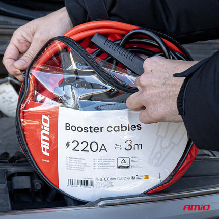 AMiO Booster Cables 220A 3m TÜV – Professionele Startkabels voor 12V Benzine Voertuigen AMiO 8