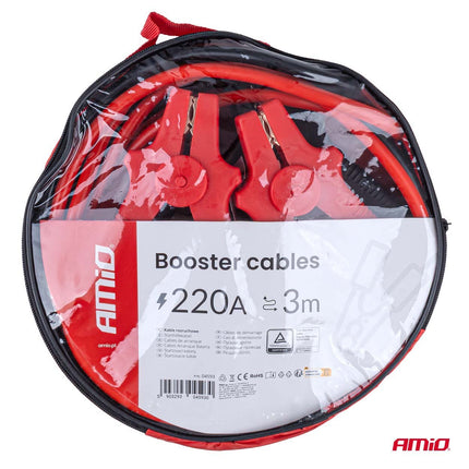 AMiO Booster Cables 220A 3m TÜV – Professionele Startkabels voor 12V Benzine Voertuigen AMiO 11