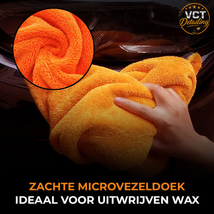 VCTdetailing Buff/Wax Towel Oranje Microvezel Polijst Doek 40x40cm voor een Streeploos Resultaat Oranje - VCTparts.nl