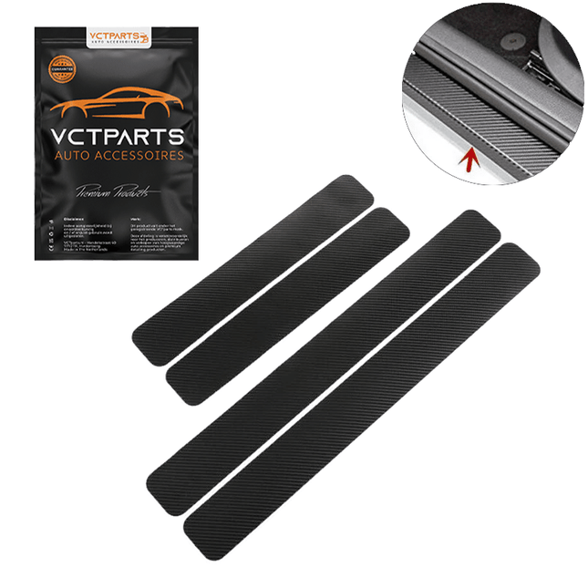 Carbon Fiber Deur Instaplijst Sticker - Wrap Folie Kras Bescherming (Set van 4 stuks) - VCTparts.nl