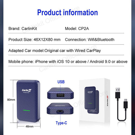 Carlinkit Carlinkit Dongle 4.0 Wireless Draadloos USB Adapter voor CarPlay & Android Auto Converteren NORGOS 5