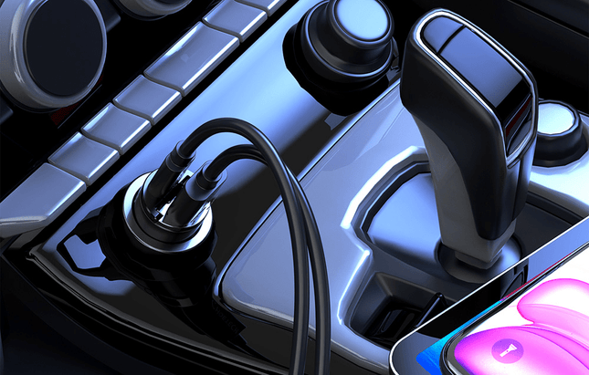 Choetech Autolader Telefoon 1x USBA, 1x USBC 30W PD 3.0 12/24V Zwart - VCTparts.nl