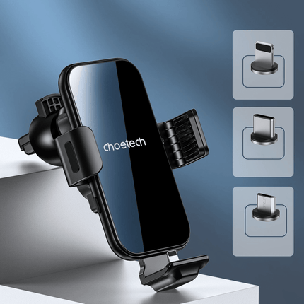 Choetech Choetech Gravity Auto Telefoonhouder met Draadloos Opladen QC voor Ventilatierooster Zwart Hurtel 2
