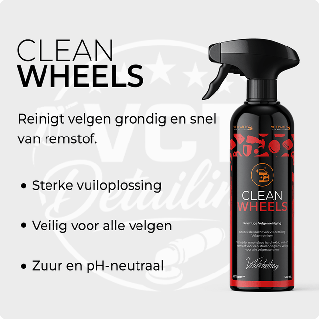 Clean Wheels Premium Velgenreiniger 500ML Krachtig Tegen Vuil voor een Glanzend Resultaat - VCTparts.nl