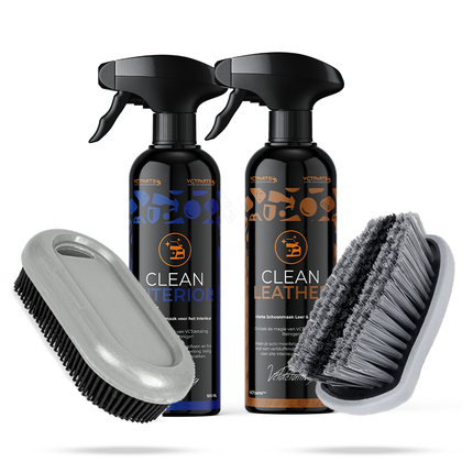 VCTdetailing Clean Interior Interieurreiniger, Clean Leather Leer/Alcantara Reiniger, Interieur Borstel en Huisdieren Haren Verwijder Tool met Microvezel Doek - VCTparts.nl