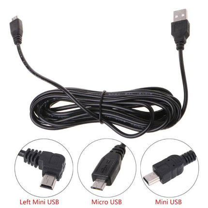VCTparts Dashcam 3.5m Mini - USB naar USB - A Recorder Voeding Kabel Zwart [5V/2A] NORGOS 5