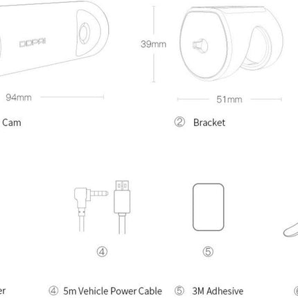DDPAI DDPAI Dashcam Mini3 2K 1600P FullHD Wifi Video Recorder + Continue Voeding Zwart Combideal 10