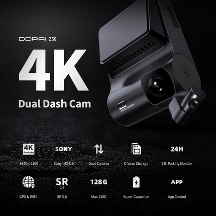DDPAI Z50 Dashcam 4K 2CH HD Wifi Video Recorder Zwart - VCTparts.nl