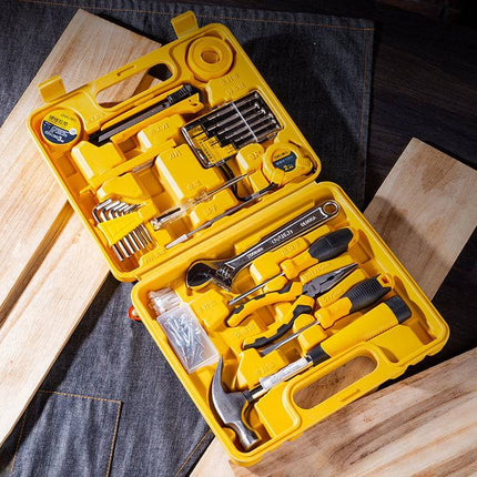 Deli 28 - delige Tools Huishoudelijke Gereedschapset Koffer (EDL1028J) Geel [Gereedschap - Deli] - VCTparts.nl