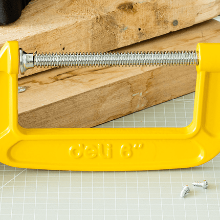 Deli G-Type Lijmklem 95mm [Gereedschap - Tools EDL-G206] (Geel) - VCTparts.nl
