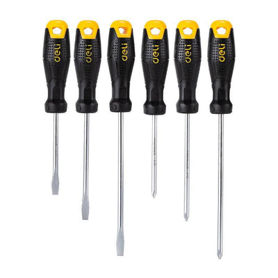 Deli -Schraubendreher -Set 6 -Stück mit Magnet [Werkzeuge - Werkzeuge EDL620006] (Schwarz und Gelb)