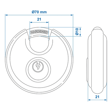 VCTparts Discusslot 70mm Hangslot Rond Gehard Staal voor Aanhanger VCTparts 5
