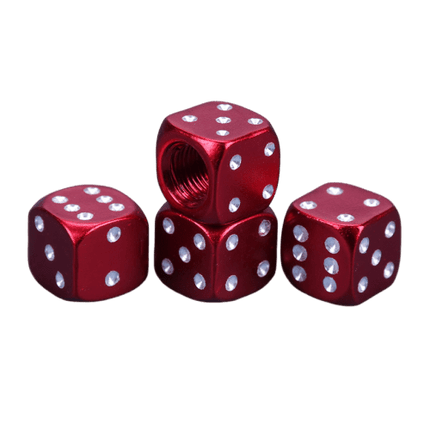VCTparts Dobbelsteen Ventieldopjes Dobbel Steentjes Dices - Metaal Rood (set 4 stuks) NORGOS 1