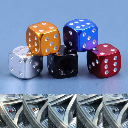 VCTparts Dobbelsteen Ventieldopjes Dobbel Steentjes Dices - Metaal Zwart (set 4 stuks) NORGOS 4