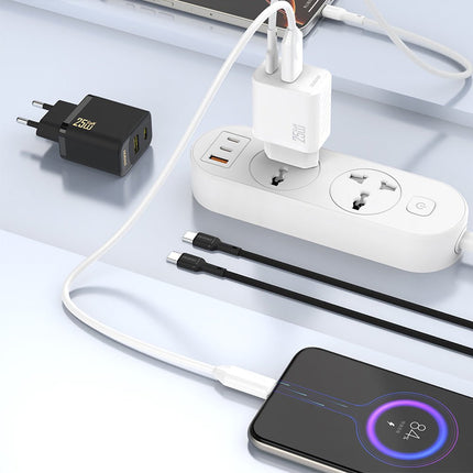 Dudao Dudao A26T GaN 25W USB - A en USB - C Snellader voor Stopcontact Zwart Hurtel 4